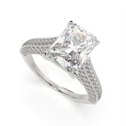 4.75 Carat VS1 D Lab Grown Diamond Pave Radiant Ring