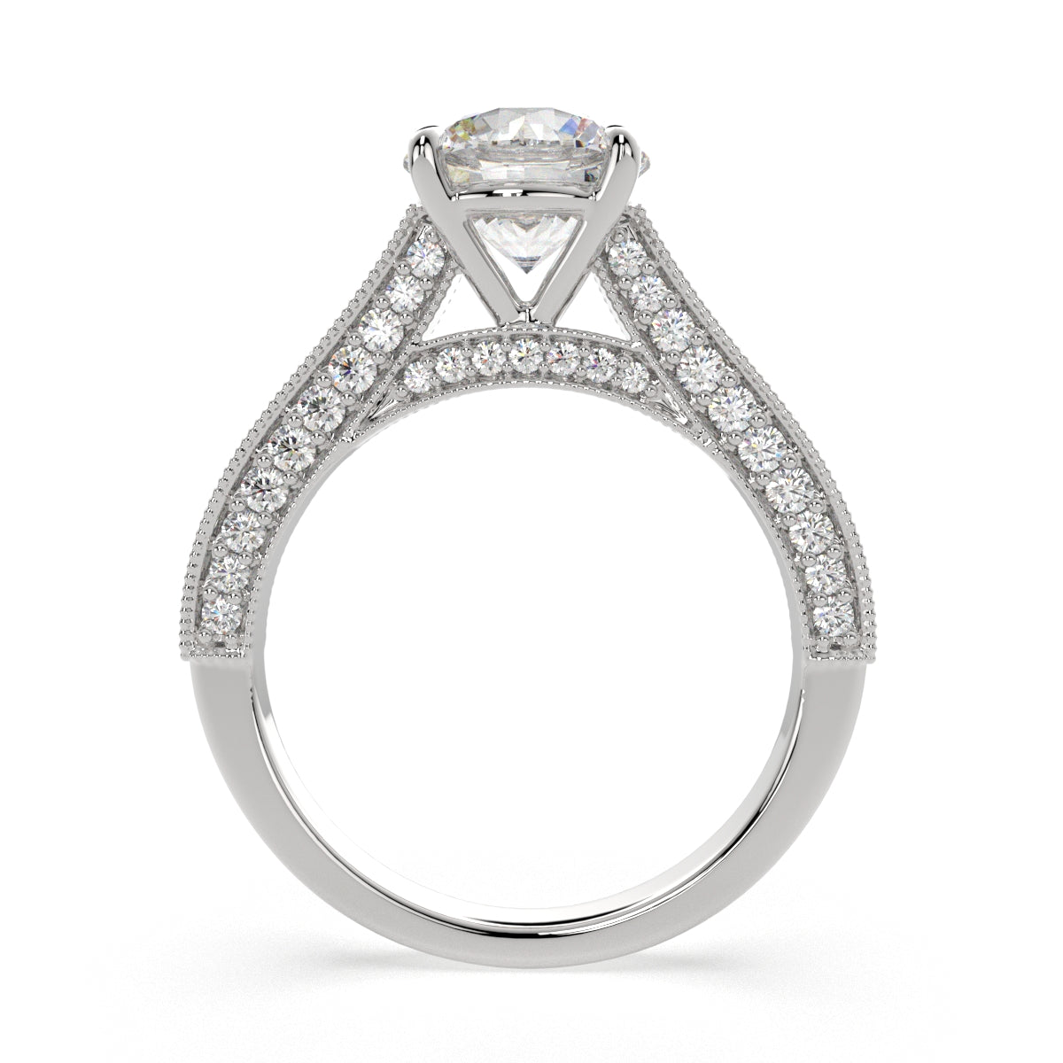 1.75 Carat VS1 D Lab Grown Diamond Pave Round Ring