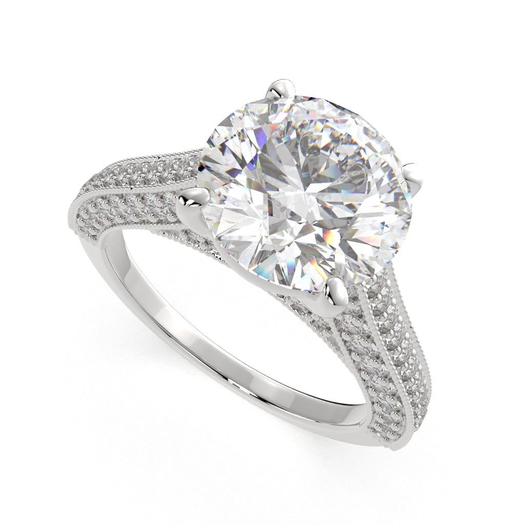 1.75 Carat VS1 D Lab Grown Diamond Pave Round Ring