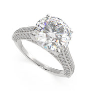 3.75 Carat VS1 D Lab Grown Diamond Pave Round Ring