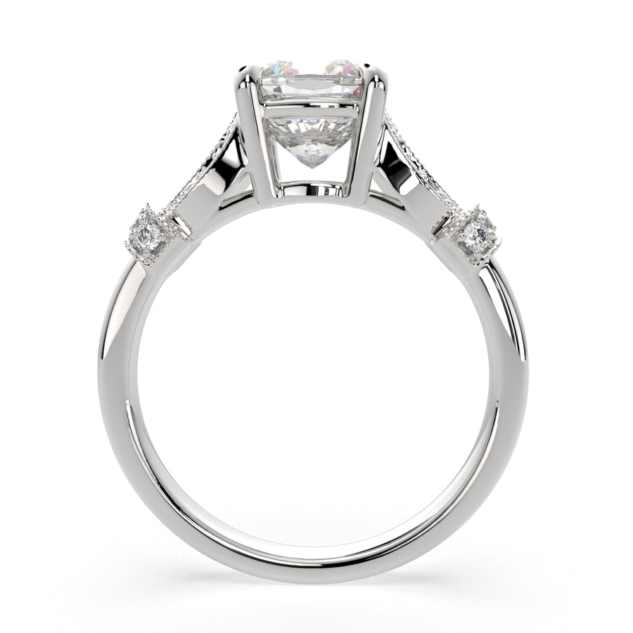 Nadia 4.15 Carat Cushion Cut Pave Milgrain Engagement Ring