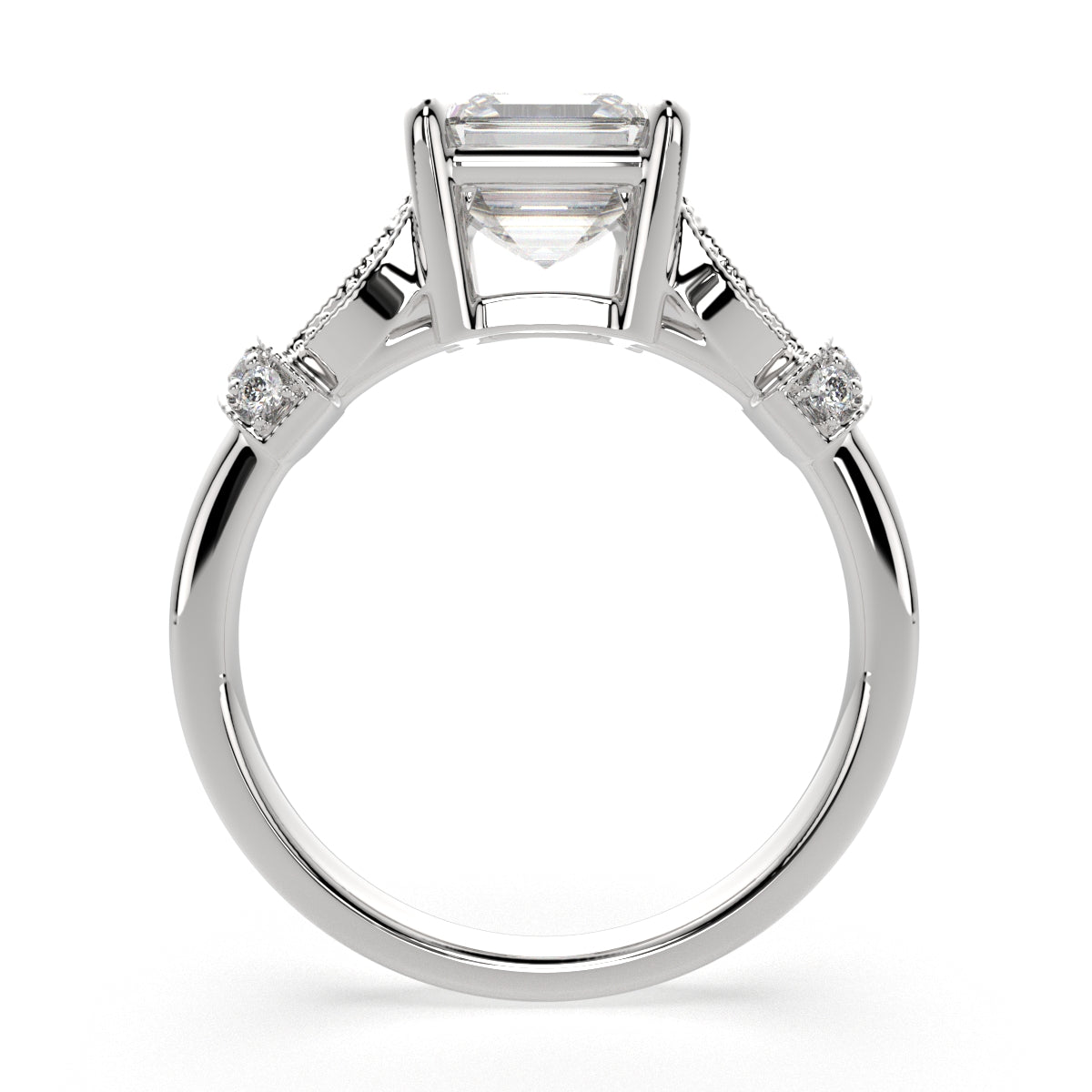 3.15 Carat VS1 D Lab Grown Diamond Pave Emerald Ring