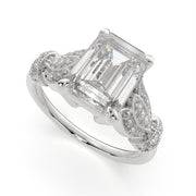 3.15 Carat VS1 D Lab Grown Diamond Pave Emerald Ring