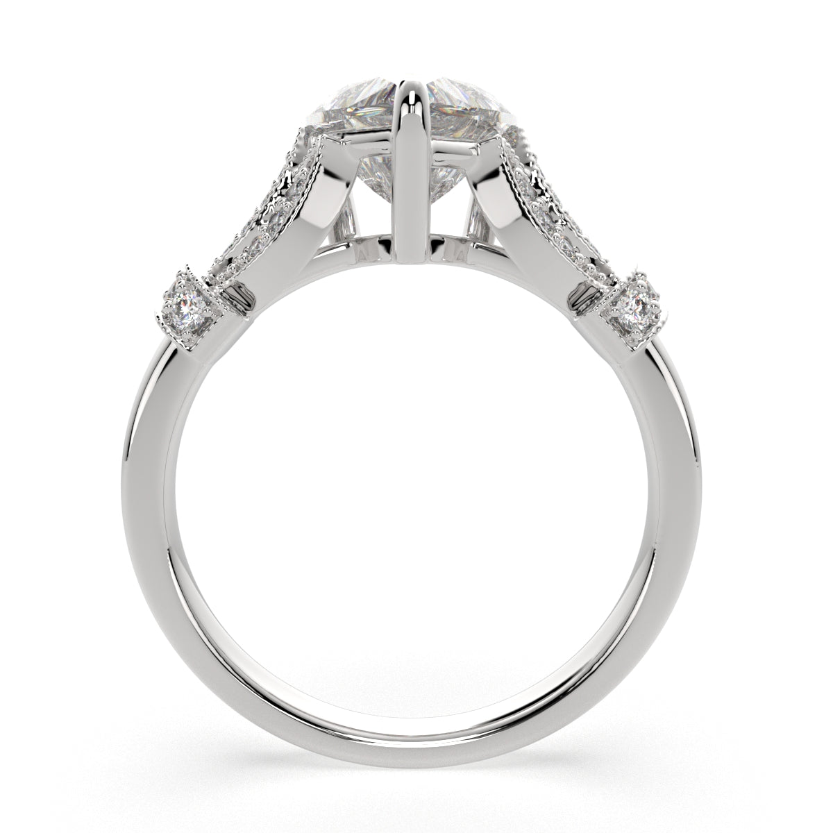 4.15 Carat VS1 D Lab Grown Diamond Pave Heart Ring