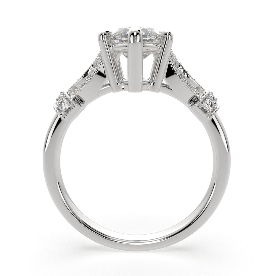 Nadia 4.15 Carat Marquise Cut Pave Milgrain Engagement Ring