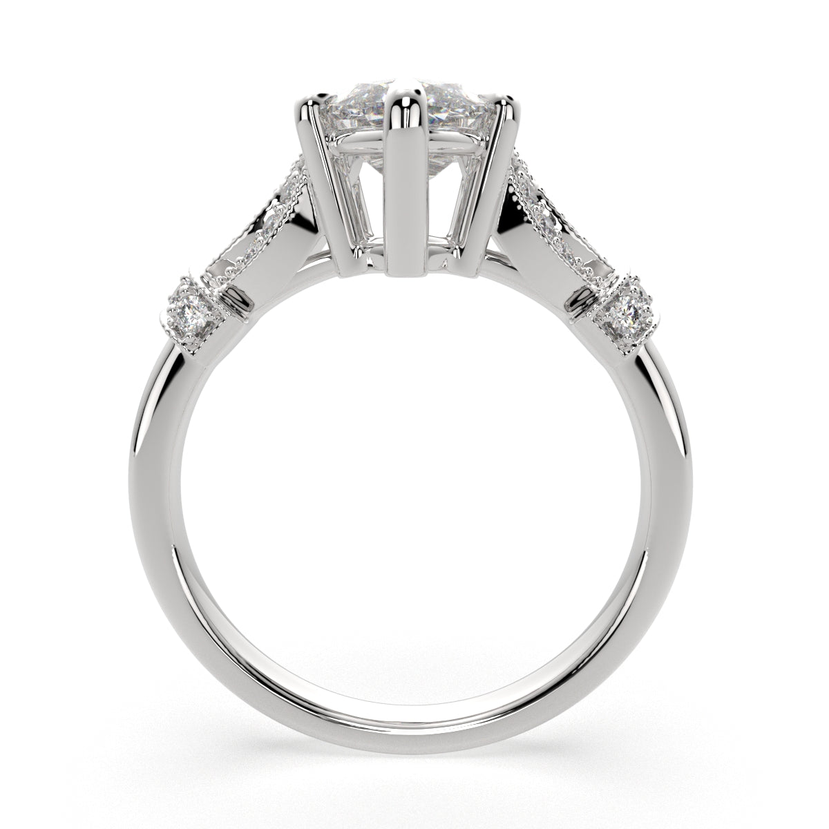 3.15 Carat VS1 D Lab Grown Diamond Pave Marquise Ring