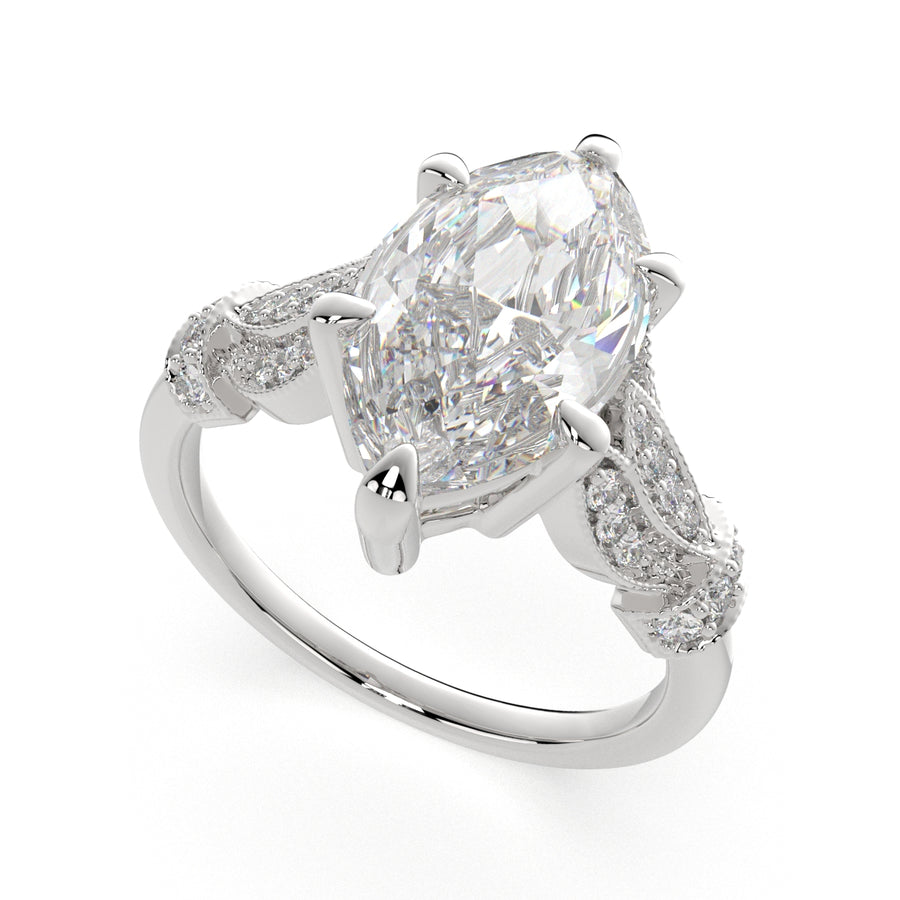 Nadia 3.15 Carat Marquise Cut Pave Milgrain Engagement Ring