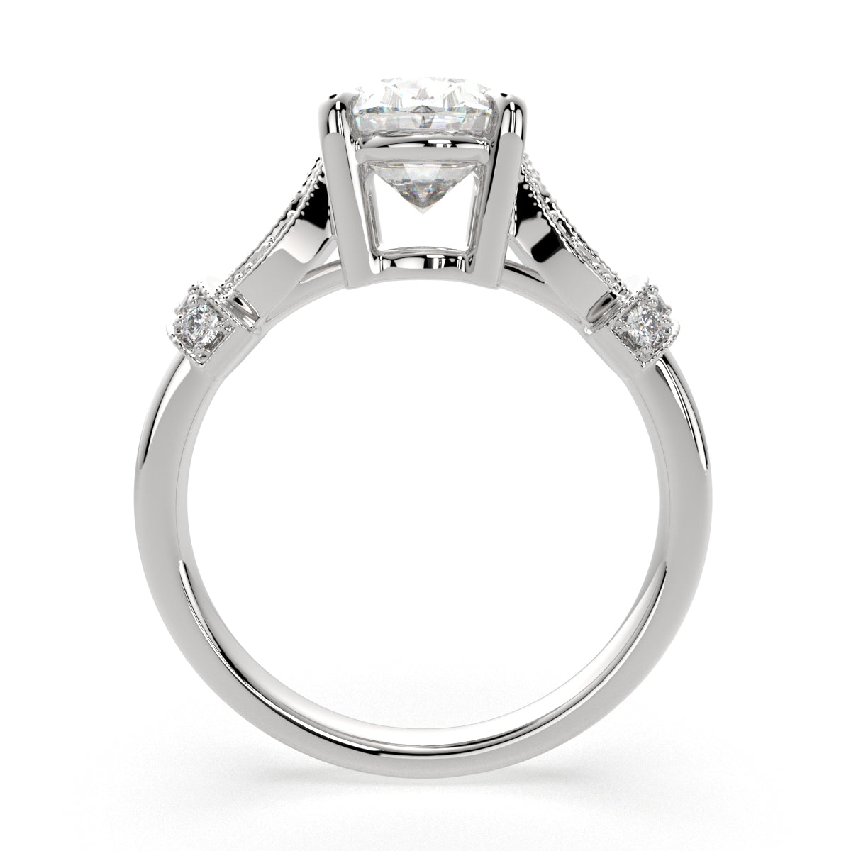 3.15 Carat VS1 D Lab Grown Diamond Pave Oval Ring