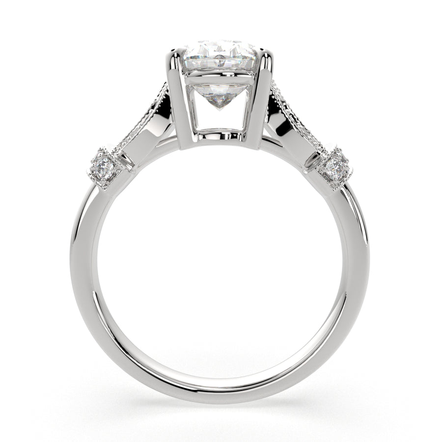 Nadia 4.15 Carat Oval Cut Pave Milgrain Engagement Ring