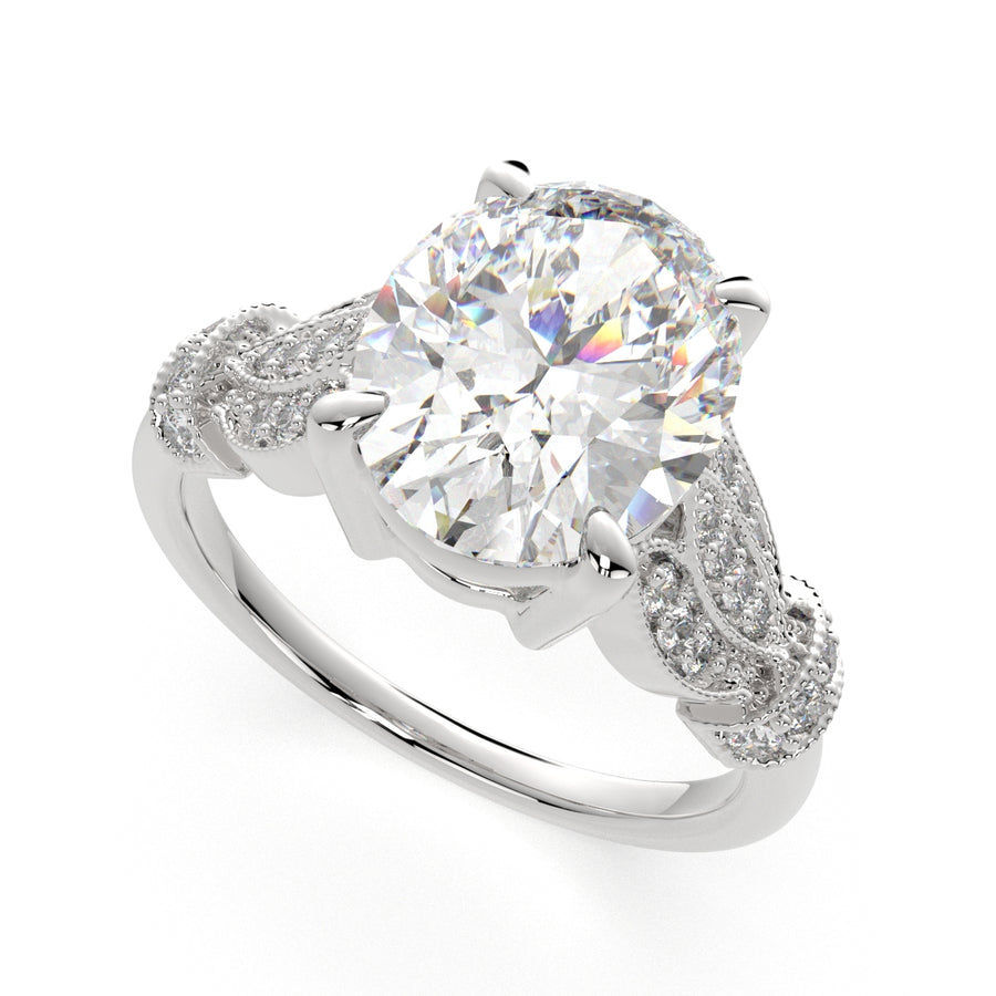 Nadia 2.15 Carat Oval Cut Pave Milgrain Engagement Ring