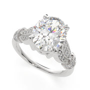 4.15 Carat VS1 D Lab Grown Diamond Pave Oval Ring