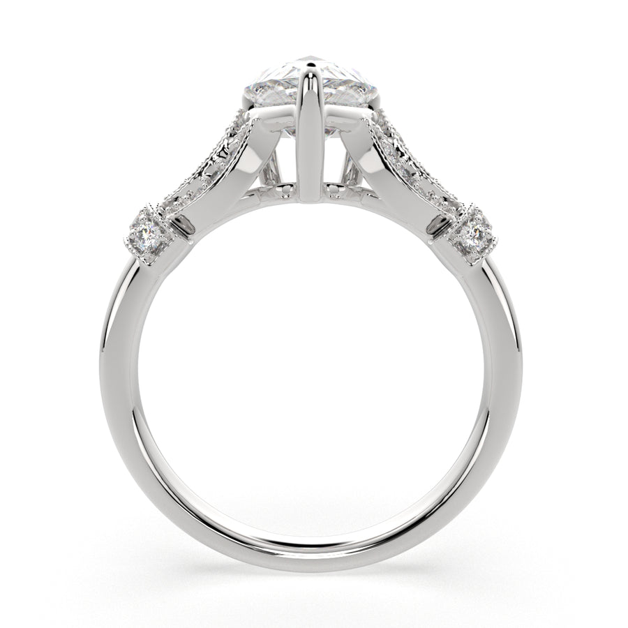 Nadia 3.15 Carat Pear Cut Pave Milgrain Engagement Ring