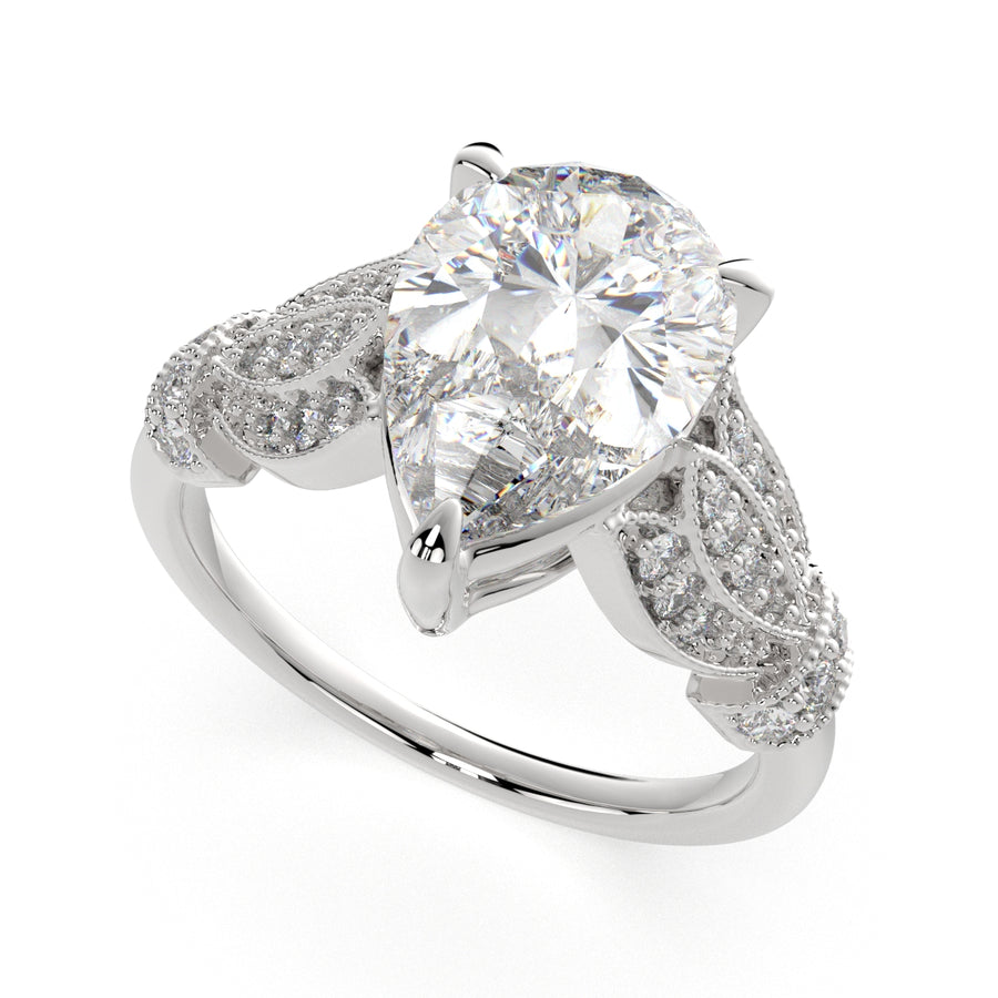 Nadia 3.15 Carat Pear Cut Pave Milgrain Engagement Ring