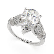 3.15 Carat VS1 D Lab Grown Diamond Pave Pear Ring