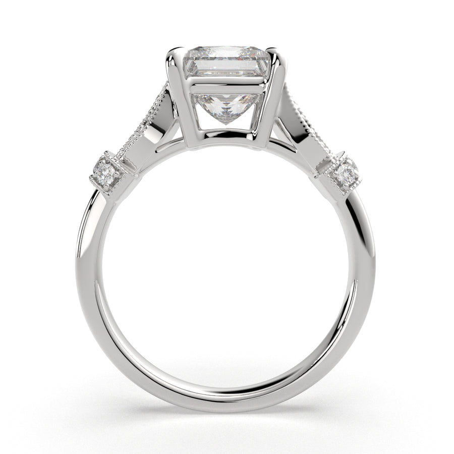 Nadia 2.15 Carat Princess Cut Pave Milgrain Engagement Ring