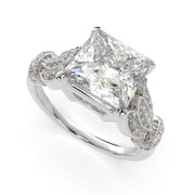 4.15 Carat VS1 D Lab Grown Diamond Pave Princess Ring
