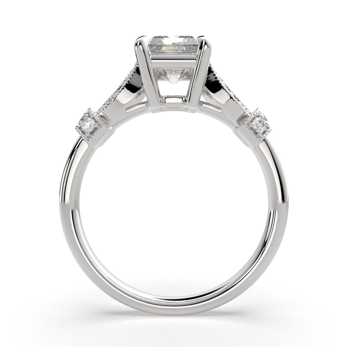 3.15 Carat VS1 D Lab Grown Diamond Pave Radiant Ring