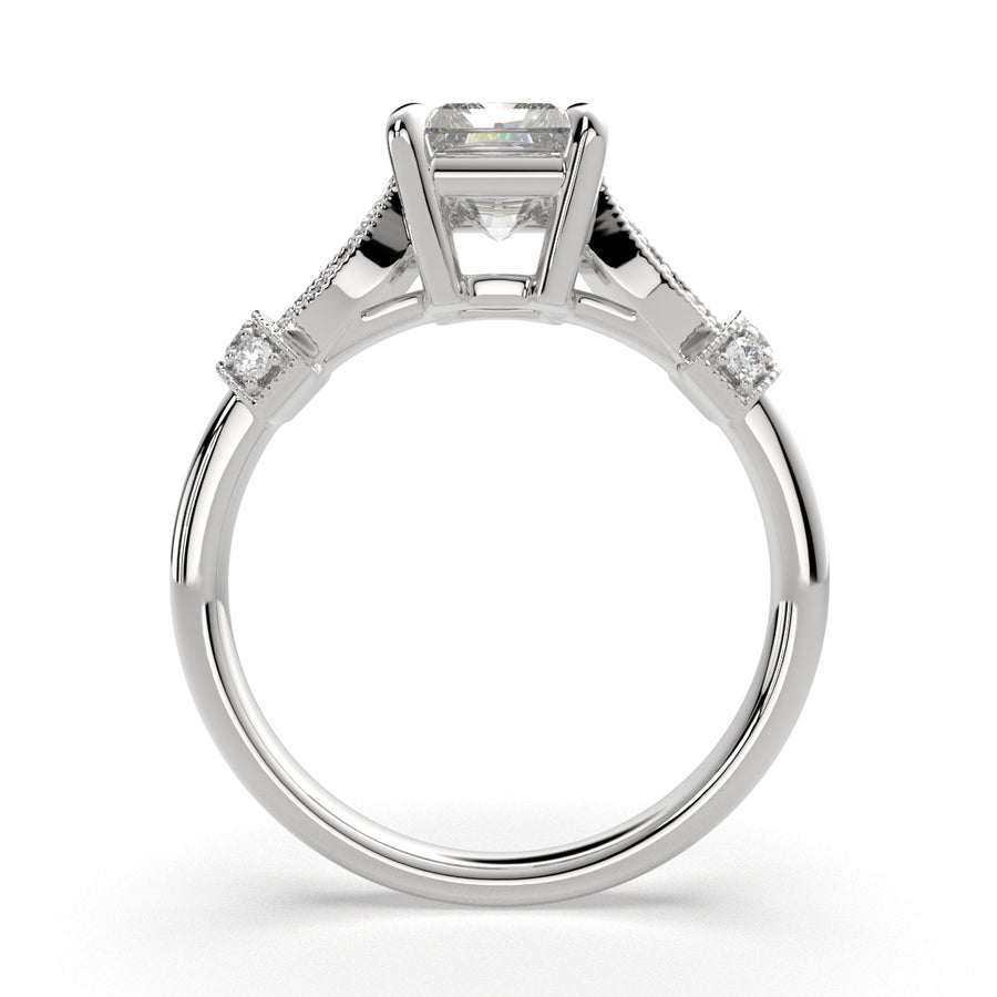 Nadia 3.15 Carat Radiant Cut Pave Milgrain Engagement Ring