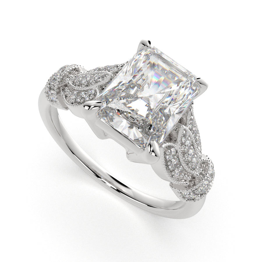 Nadia 2.15 Carat Radiant Cut Pave Milgrain Engagement Ring