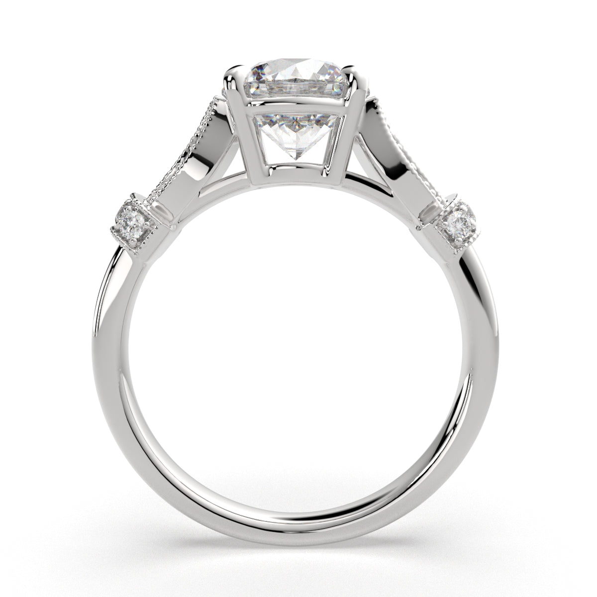 1.15 Carat VS1 D Lab Grown Diamond Pave Round Ring