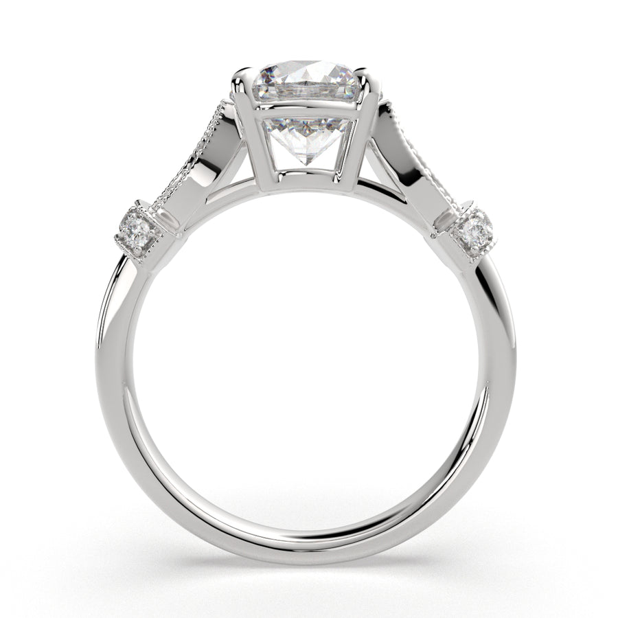 Nadia 1.15 Carat Round Cut Pave Milgrain Engagement Ring