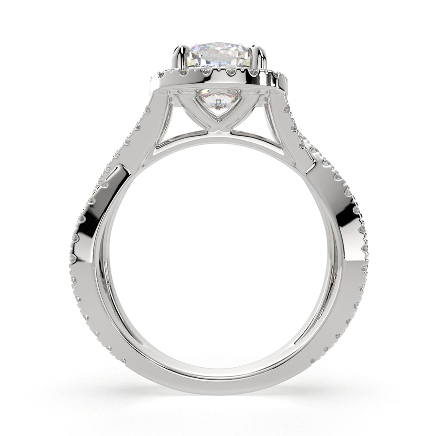 Ophelia 1.35 Carat Cushion Cut Pave Halo Split Shank Engagement Ring