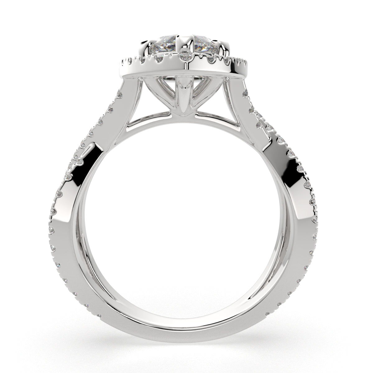 2.35 Carat VS1 D Lab Grown Diamond Halo Pave Split Shank Marquise Ring