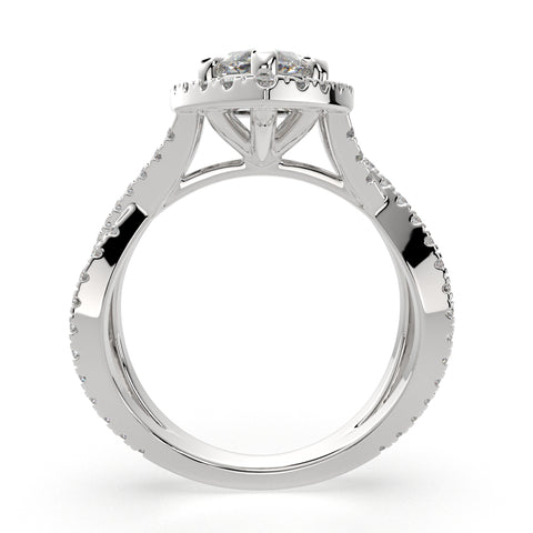 2.35 Carat VS1 D Lab Grown Diamond Halo Pave Split Shank Marquise Ring