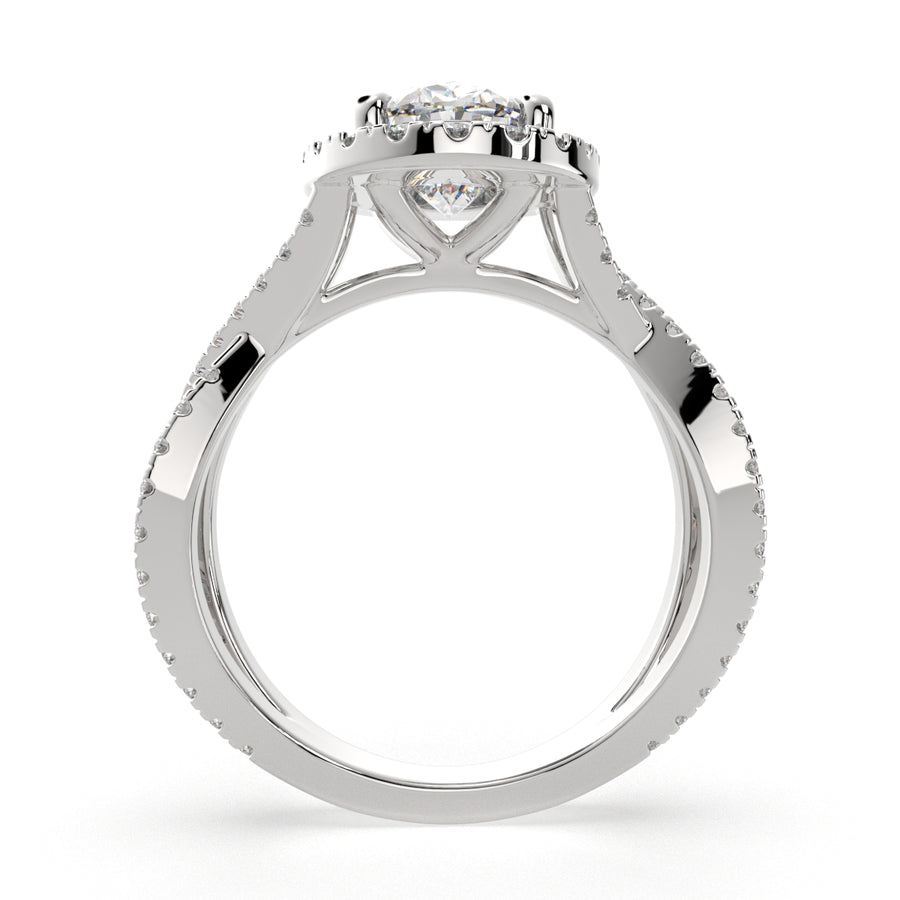 Ophelia 2.35 Carat Oval Cut Pave Halo Split Shank Engagement Ring