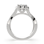 2.35 Carat VS1 D Lab Grown Diamond Halo Pave Split Shank Oval Ring