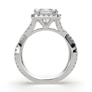 4.35 Carat VS1 D Lab Grown Diamond Halo Pave Split Shank Princess Ring