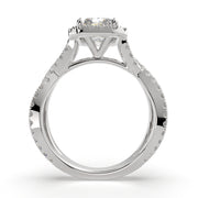 3.35 Carat VS1 D Lab Grown Diamond Halo Pave Split Shank Radiant Ring