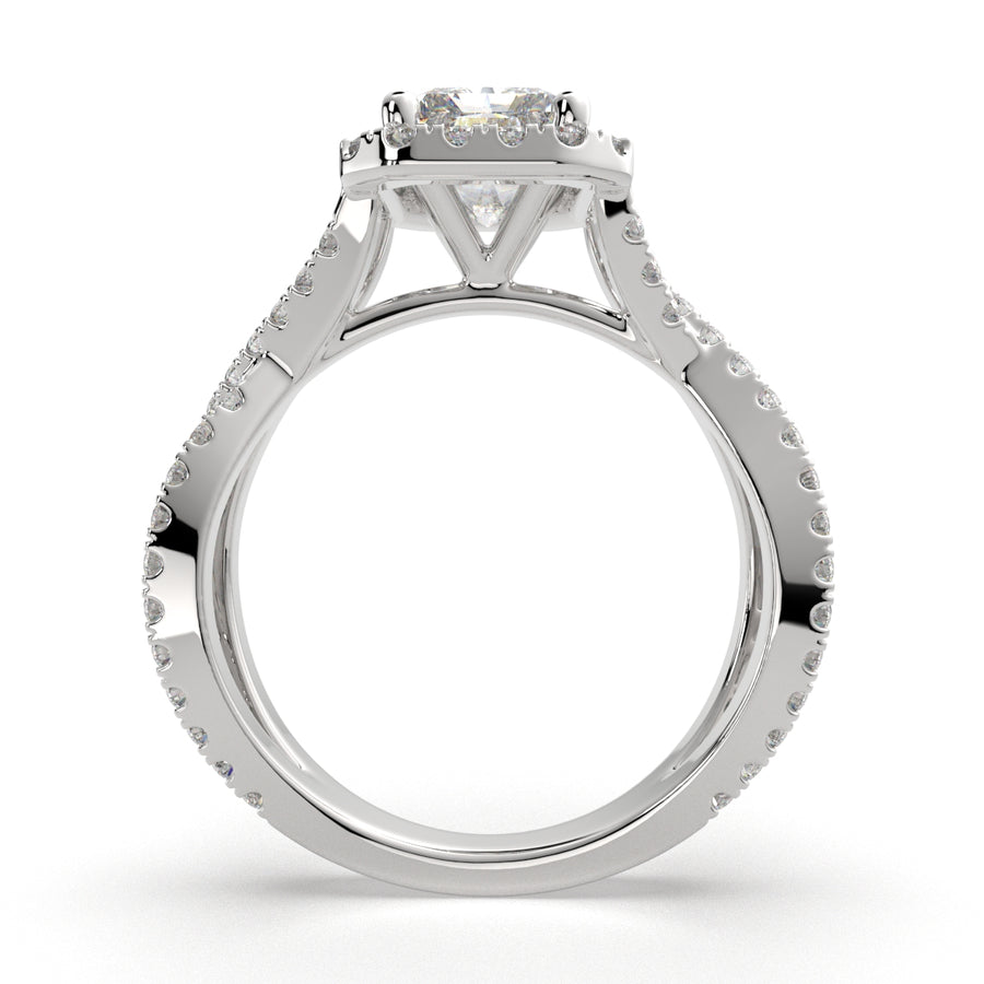 Ophelia 1.35 Carat Radiant Cut Pave Halo Split Shank Engagement Ring