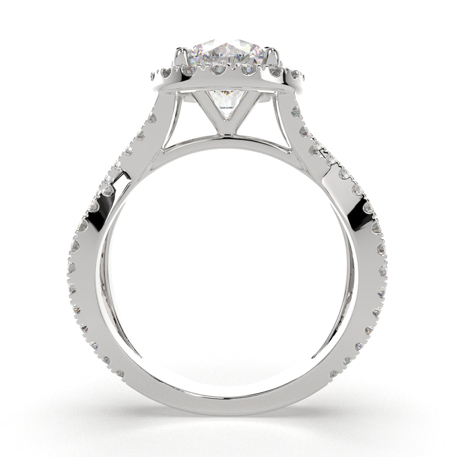 Ophelia 1.35 Carat Round Cut Pave Halo Split Shank Engagement Ring