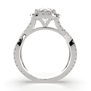 1.35 Carat VS1 D Lab Grown Diamond Halo Pave Split Shank Round Ring