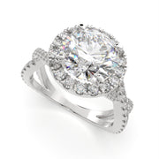 1.35 Carat VS1 D Lab Grown Diamond Halo Pave Split Shank Round Ring