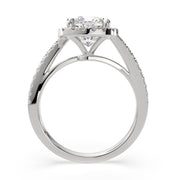2.35 Carat VS1 D Lab Grown Diamond Halo Pave Cushion Ring