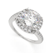 1.35 Carat VS1 D Lab Grown Diamond Halo Pave Cushion Ring