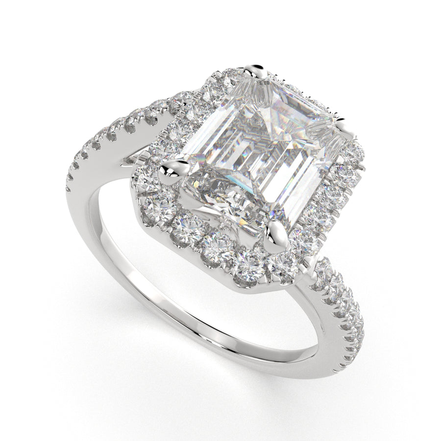 Paloma 4.35 Carat Emerald Cut Pave Halo Engagement Ring