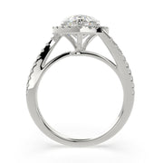 3.35 Carat VS1 D Lab Grown Diamond Halo Pave Heart Ring