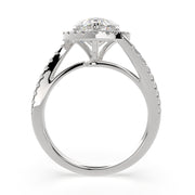 1.35 Carat VS1 D Lab Grown Diamond Halo Pave Heart Ring