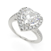 3.35 Carat VS1 D Lab Grown Diamond Halo Pave Heart Ring