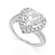 1.35 Carat VS1 D Lab Grown Diamond Halo Pave Heart Ring