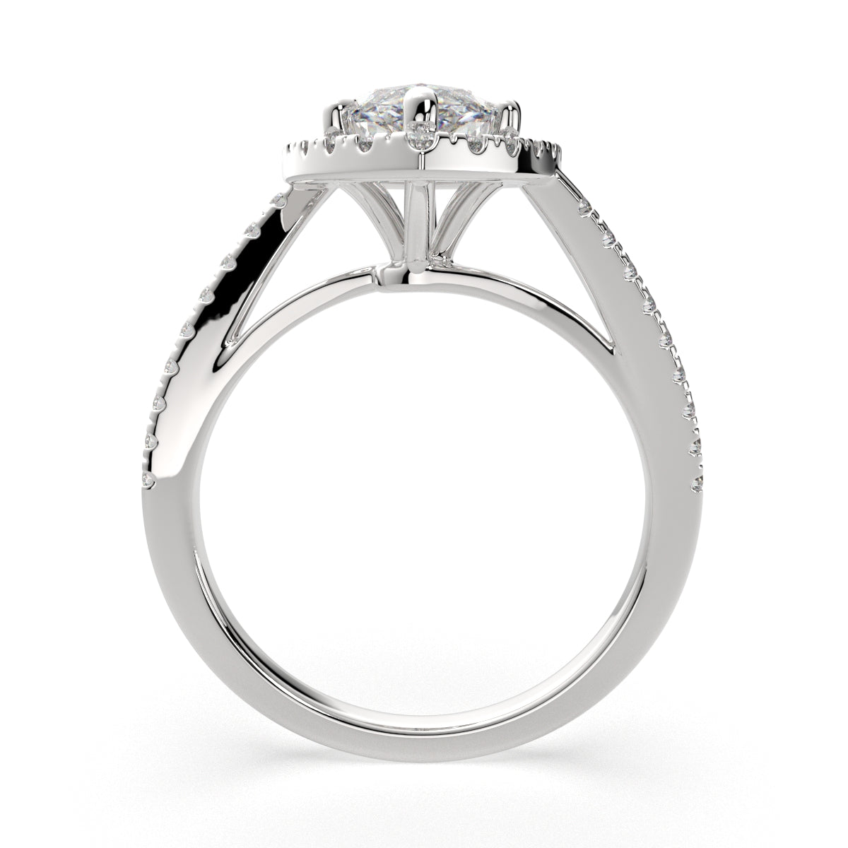 3.35 Carat VS1 D Lab Grown Diamond Halo Pave Marquise Ring