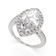 3.35 Carat VS1 D Lab Grown Diamond Halo Pave Marquise Ring