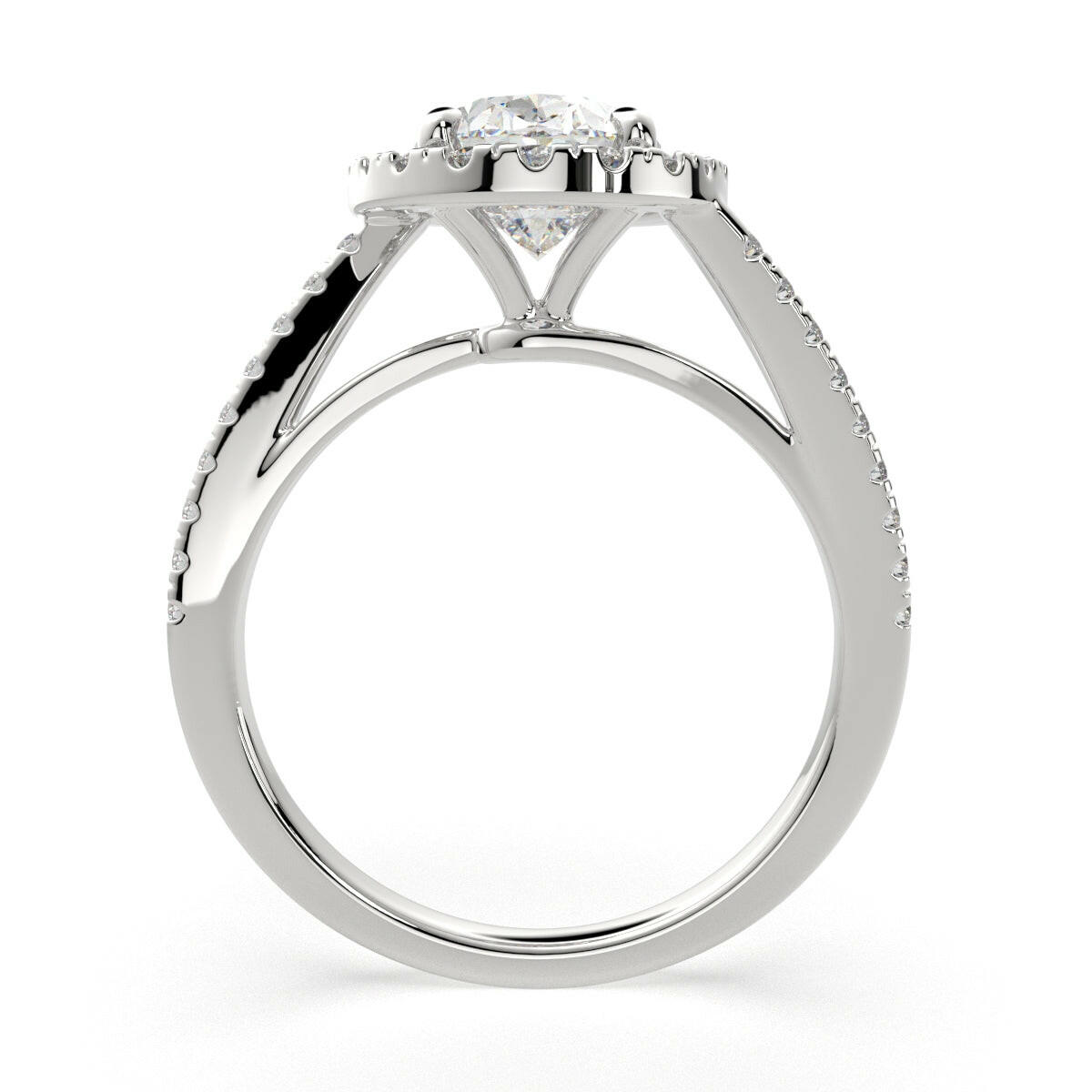 3.35 Carat VS1 D Lab Grown Diamond Halo Pave Oval Ring