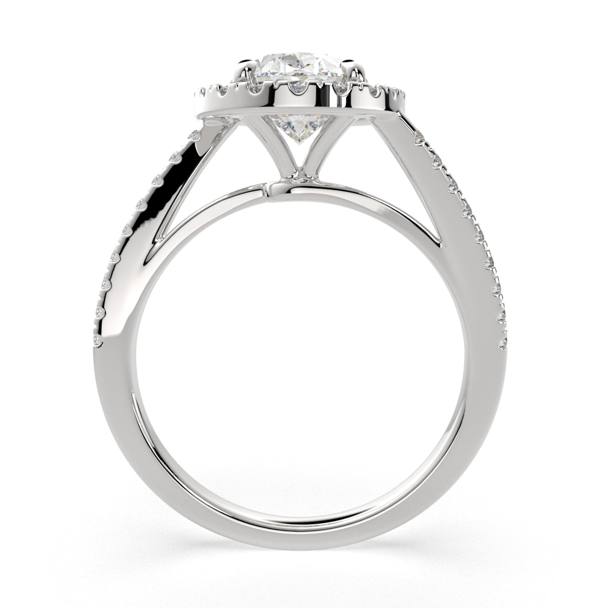 1.35 Carat VS1 D Lab Grown Diamond Halo Pave Oval Ring