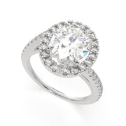 2.35 Carat VS1 D Lab Grown Diamond Halo Pave Oval Ring
