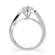 3.35 Carat VS1 D Lab Grown Diamond Halo Pave Pear Ring