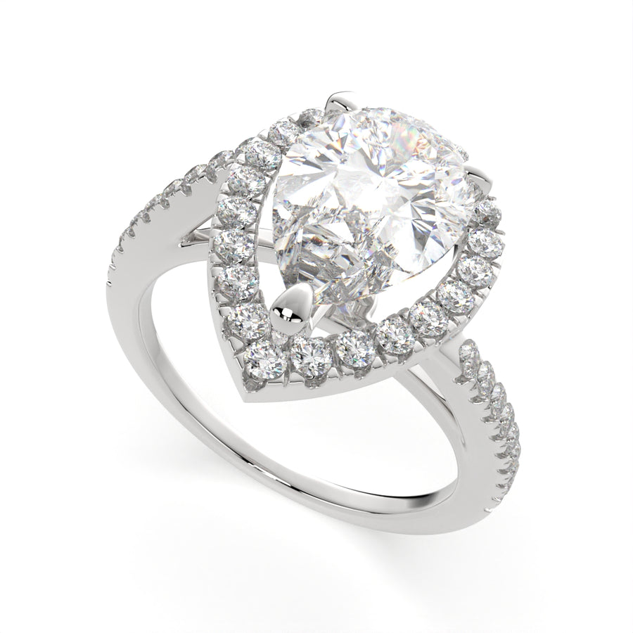 Paloma 3.35 Carat Pear Cut Pave Halo Engagement Ring
